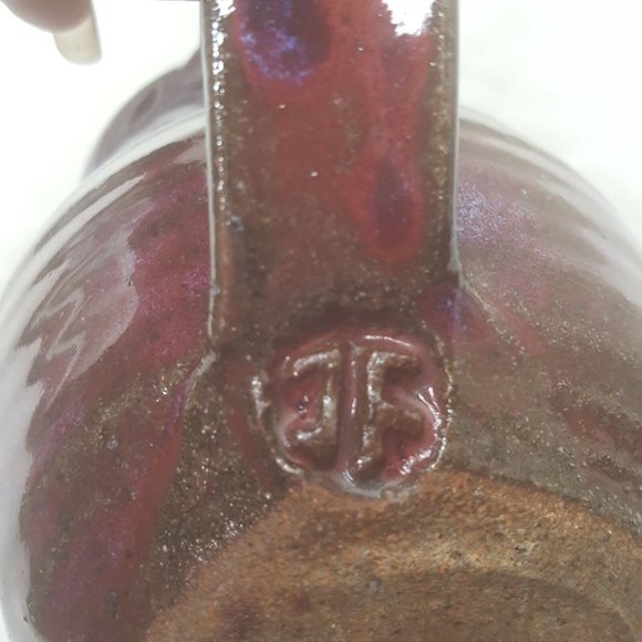 Coffee Mug Cup Studio Art Pottery Purple Drip Glaze Ceramic Marked on Handle JF - Picture 7 of 7